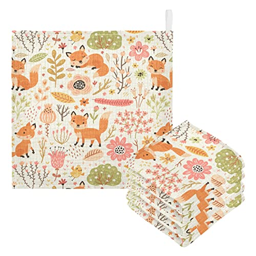 Image of vvfelixl Baby Washcloths Cotton Foxes and Flowers Flesh Colored Baby Muslin Washcloths Soft Baby Face Towel for Newborn Infants Baby Wipes, 11.8 X 11.8 Inch, 3 Pack