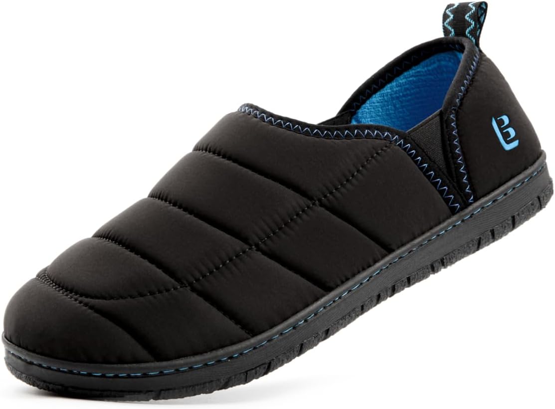 LongBay Mens Outdoor Slippers Two Tone Memory Foam Slip On Indoor House Shoes Loafers