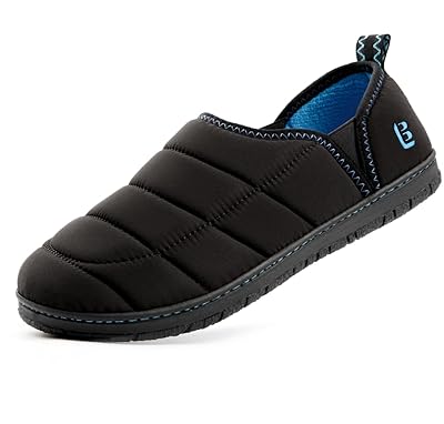 LongBay Men's Outdoor Slippers Two Tone Warm Memory Foam Slip On Indoor House Shoes bedroom Loafers