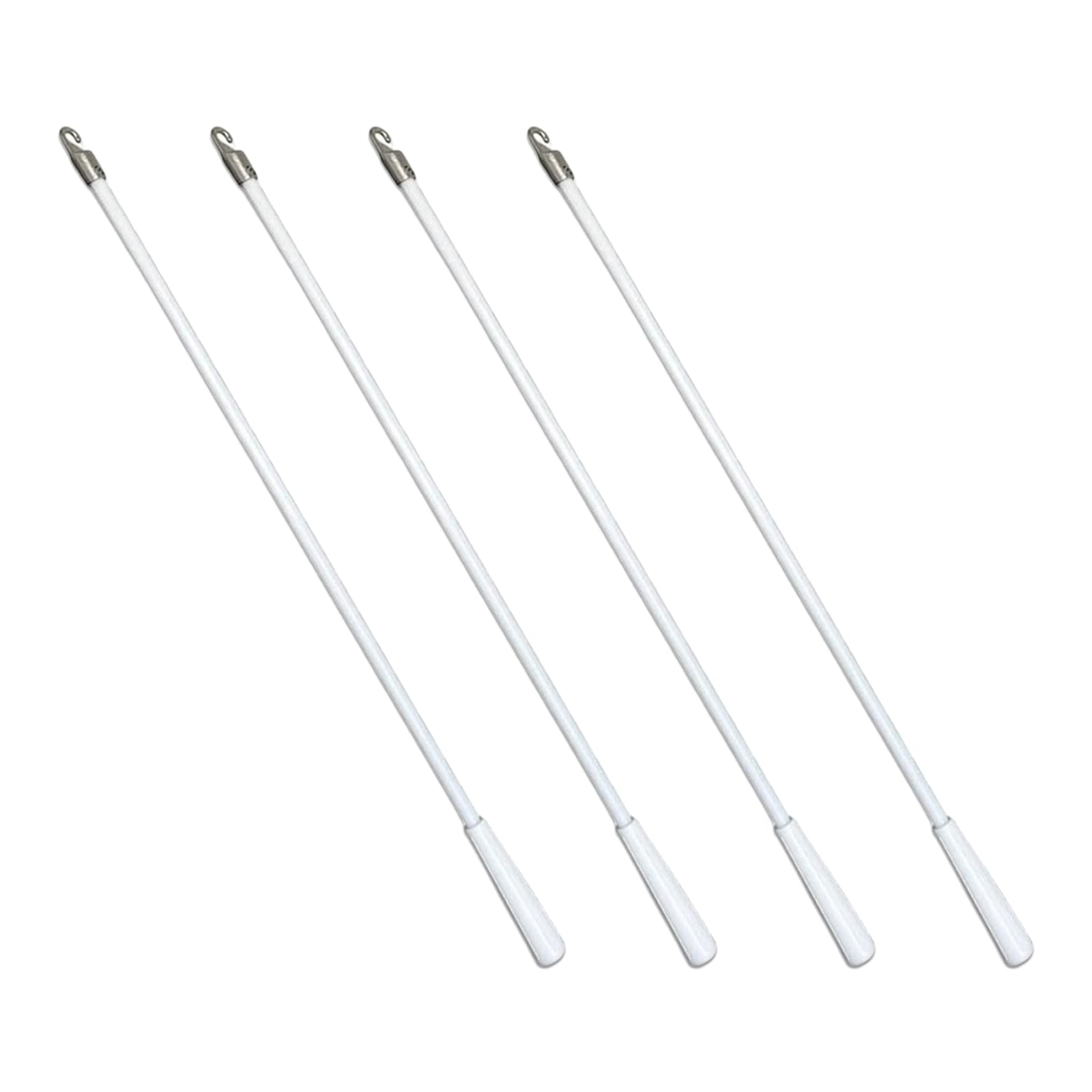 Incauca 4 Pack 43 Cm Fiberglass Blind Wand With Metal Hook, Vertical Blinds Wand Replacement, Blind Tilt Wand, Window Blind Stick Wand Replacement, Blind Turner Rod Control White,