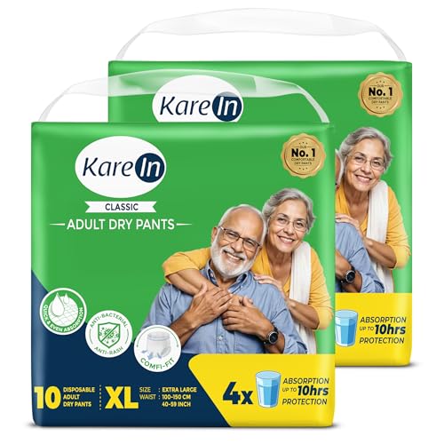 Image of Karein Classic Adult Diaper Pant XL Size, Extra Large, Waist (100-150 cm 40'-59'), 20 Unit, Long Protection Hour, Unisex, Quick & Even Absorption, Leakproof, Odour Control, Wetness Indicator