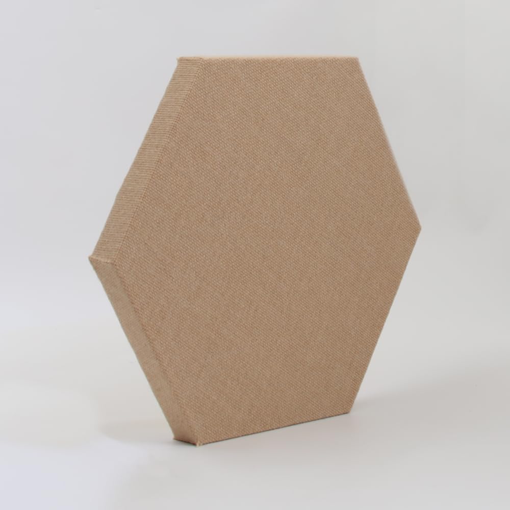 ATS Acoustics Hexagon Fire Rated Sound Absorbing Acoustic Panel 12" x 1" Professional Studio Quality Hardened Edge Wall Tile (Tan)