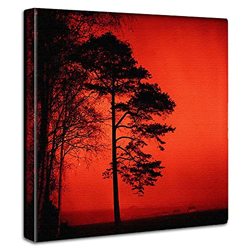 木 オレンジ アートパネル 30cm × 30cm 日本製 ポスター おしゃれ インテリア 模様替え リビング 内装 自然 風景 写真 ファブリックパネル pho-0084