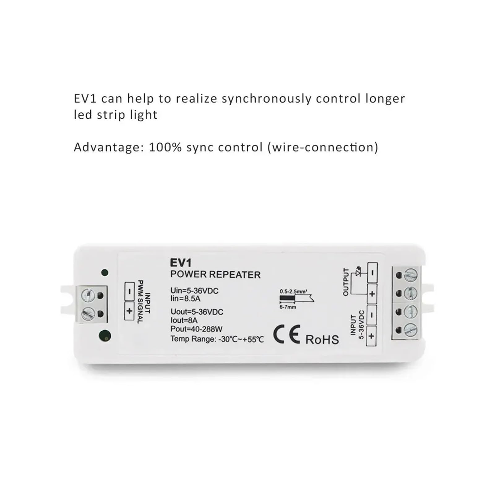 Regulador de intensidad LED V1, 12 V, 24 V, 36 V, 5 V, 8 A, 2,4 G, control remoto táctil, interruptor de atenuación LED, tira de luz de un solo color COB 2835(EV1 Amplifier Only)