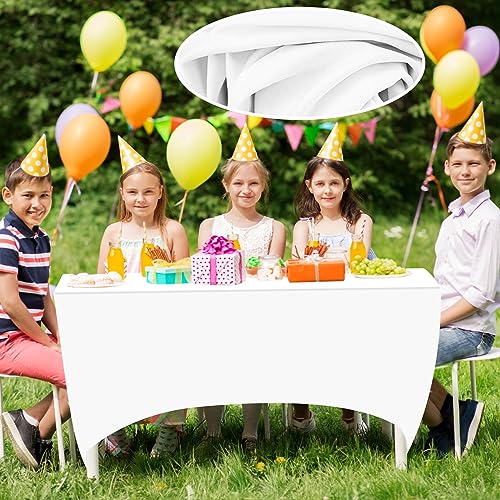 HXMJIED Stretchable Tablecloths 6ft for Rectangle Tables With Open Back White Fitted Spandex Rectangular Patio Craft Market Stall Elastic Table Covers for Wedding Party Event Decoration - Image 3