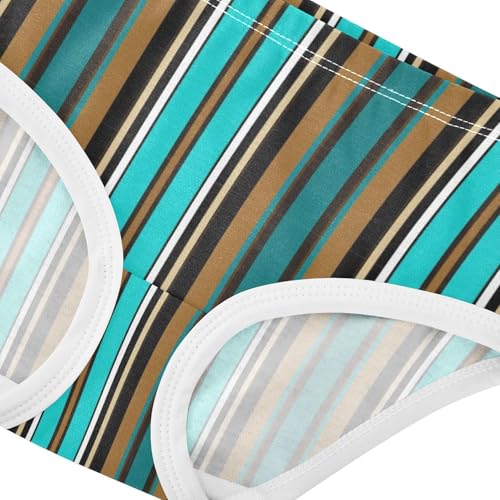 Joisal Cotton Toddler Girls Underwear Chic Vintage Stripes Turquoise Little Girl Panties Designer Kids Undies Briefs 2t4