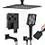 Bathtub Shower Faucet Set with Pressure Balance Valve, 12" Ceiling Mount Shower System with Tub Spout Multi-function Handheld Head Push Button Diverter Shower Trim Kit, Matte Black