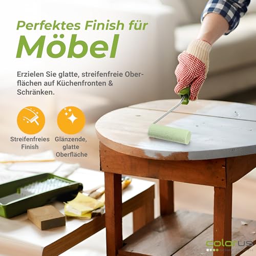 Colorus Lackierwalzen Set 10x Schaumwalze Lackrolle 11 cm gerade mit Bügel – Ansicht 4