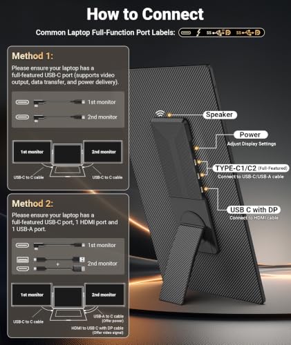 Image of 15.6 inch Laptop Screen Extender, Detachable Portable Monitor for Work & Travel