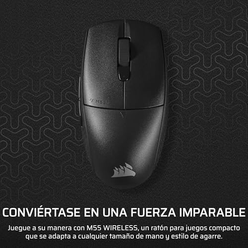 Miniatura 2 de Corsair M55 Wireless Ratón Ligero para Juegos FPS – Negro | 2.4GHz & Bluetooth, 24,000 PPP, Batería de Larga Duración, Seis Botones Programables, Empuñaduras Laterales Texturizadas