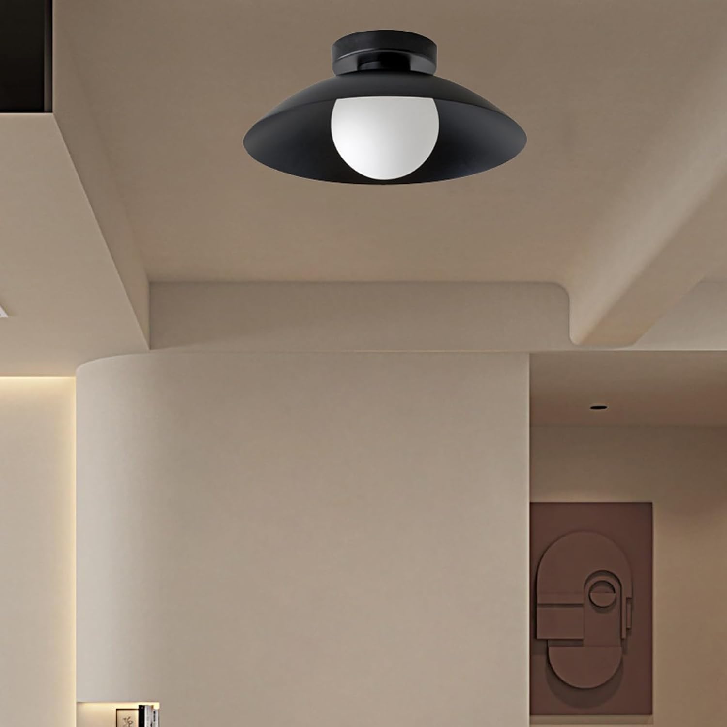 Lampa sufitowa do przedpokoju, balkonu, małych kremowych lamp sufitowych, do montażu półpłaskiego, żelaznego abażuru, korytarza, ganku, oświetlenia szatni, lampy sufitowej