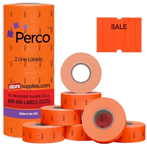 Étiquettes de pistolet étiqueteur Perco couleur rouge avec mot Sale