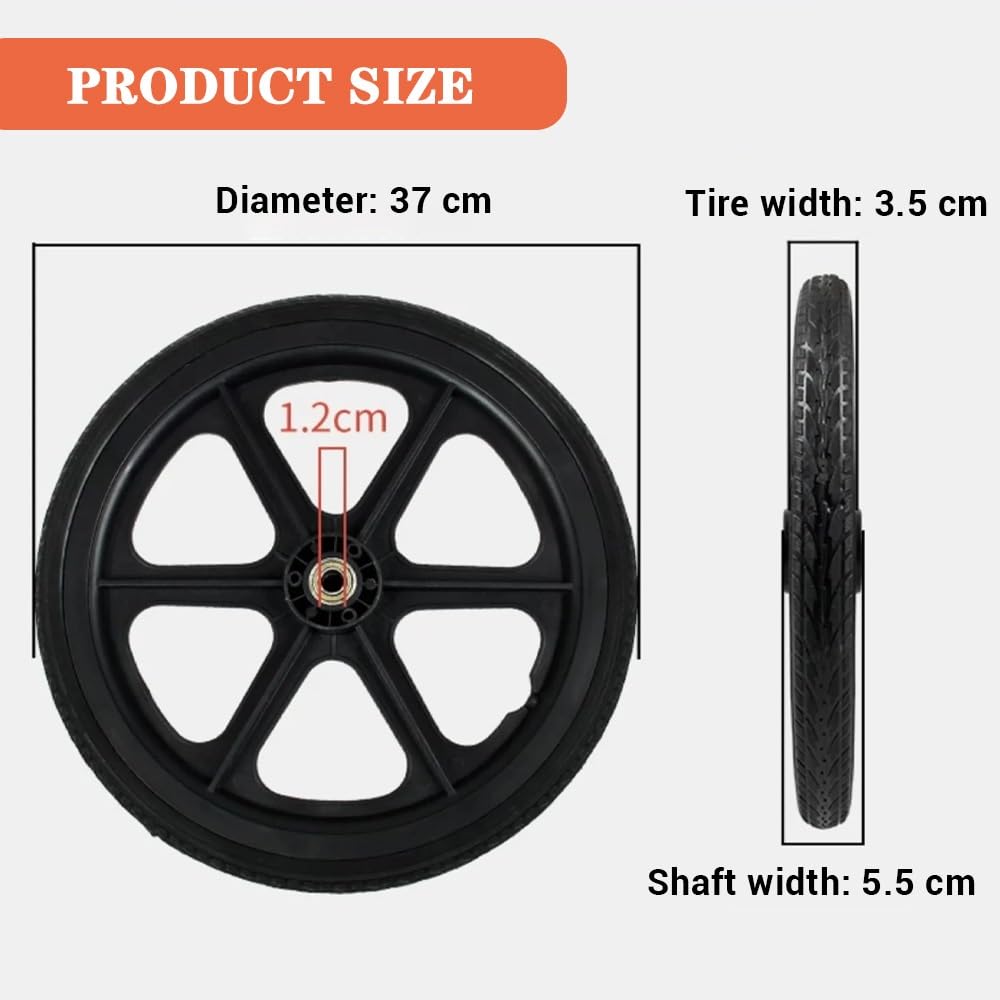 2 Piezas Ruedas Macizos Para Sillas De Ruedas Manual 16 Pulgadas Ruedas Trasera De Repuesto De Silla De Ruedas, Neumáticos No Neumática(Black)