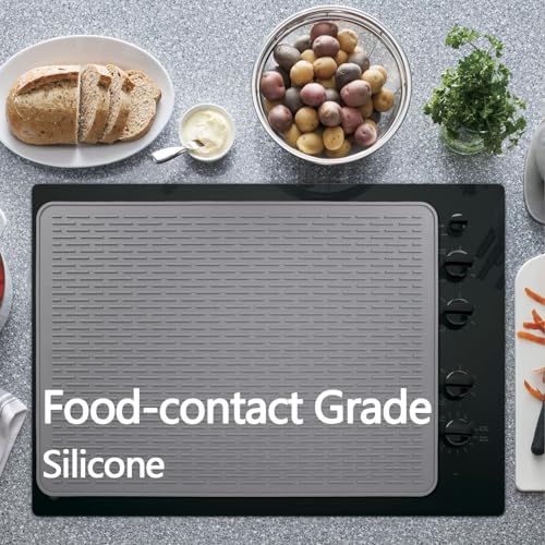 Stove Top Cover for Electric Stove - Silicone Stove Mat for Glass Top, Glass Cooktop Protector, XL Dish Drying Mats For Kitchen,Oven Covers for Electric Stove (Gray,30 x 21)