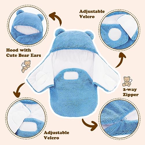 Image of AiWMGL Baby Swaddle Blanket Boys Girls 3-6 Months Fleece Thicken Winter Warm Adjustable Newborn Swaddling Wrap Soft Sleeping Sacks Infant