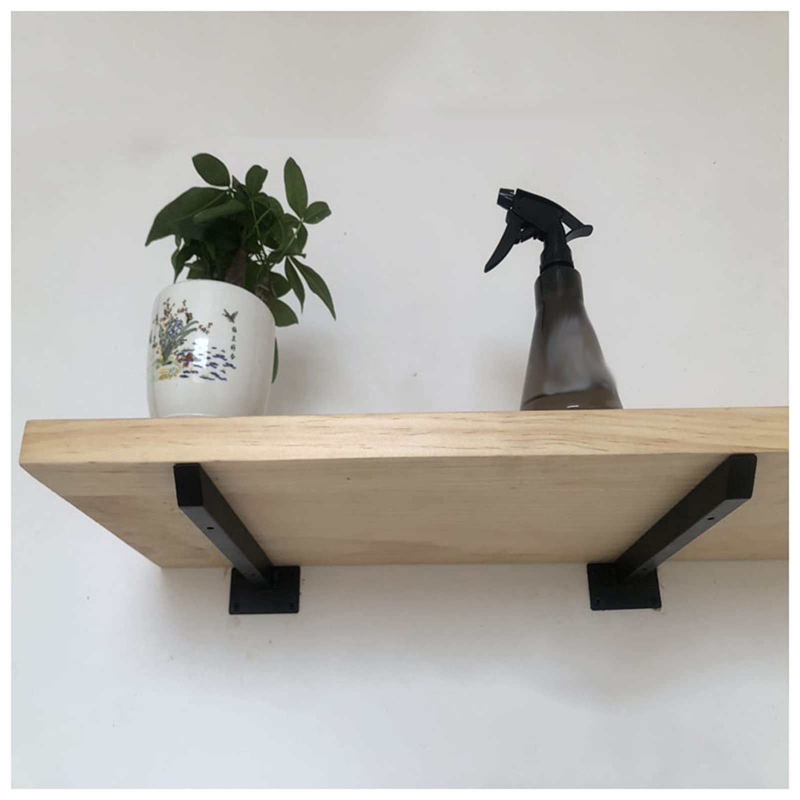 Xrdbfd 2pcs Black Shelf Support Brackets, 90 Degree Wall-mounted Shelve Bracket, Metal Iron Floating Shelving Brackets, Industrial Shelf Bracket for Diy/decorative Furniture,20cm/7.9in