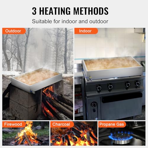 Image of VEVOR Maple Syrup Evaporator Pan, 22.4 Gal, 30 x 24 x 6 Inch Maple Syrup, 304 Stainless Steel Maple Syrup Pan, Evaporator Pan with 1 Valve and 3 Heating Methods, for Home, Outdoor