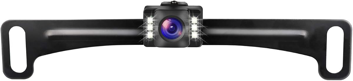 Cámara de respaldo para automóvil Cámara de visión trasera HD Cámara de respaldo para matrícula con ángulo de visión amplio 6 LED de visión nocturna Cámara frontal y trasera impermeable, línea guía encendida/apagada
