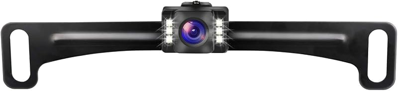 Cámara de respaldo para automóvil Cámara de visión trasera HD Cámara de respaldo para matrícula con ángulo de visión amplio 6 LED de visión nocturna Cámara frontal y trasera impermeable, línea guía encendida/apagada