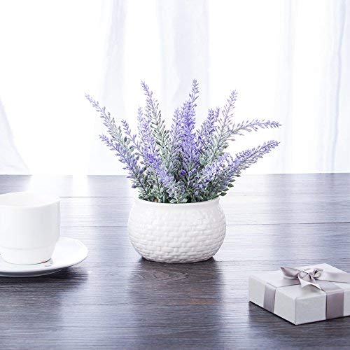 Chuangxindaye Artificial Mini Potted Flowers Plant Lavender For Home Decor Party Wedding Garden Office Patio Decoration (White Pot) #TOP2