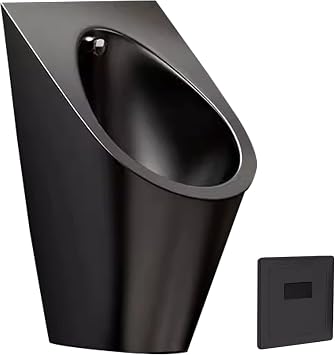 304 Stainless Steel Urinal, Automatic Wall Mounted Mens Bathroom Urinal, Household/Commercial Sensor Urinals for Mens Adult, Intelligent Flushing Male Toilet for Bathroom Hotel ShopBlack