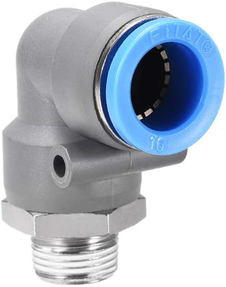 sourcing map Elbow Push to Connect Air Fittings 16mm Tube OD X 3/8PT Male Thread Pneumatic Quick Release Connectors Grey