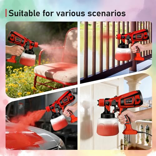 Miniatura 7 de Pistola De Pintura,800w Hvlp Pulverizador De Pintura Eléctrico Con Recipiente De 1400ml, Flujo Máximo De 1000ml Min,4 Boquillas Para La Pulverización Y Limpieza Del Bricolaje