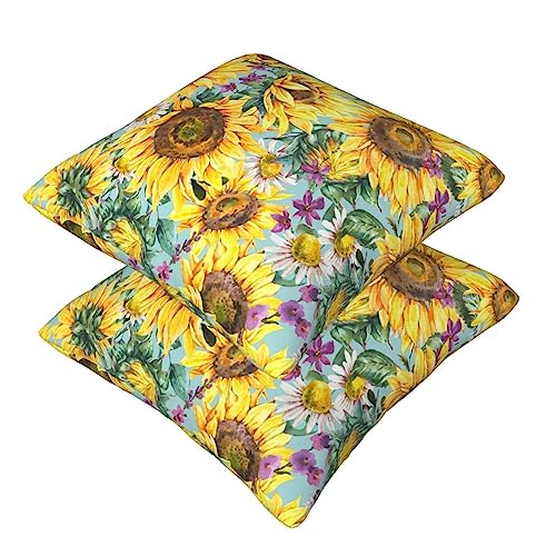 Vintage Sunflower Throw Pillow Covers 18 X 18 Inch Set Of 2 Decorative Summer Floral Pillow Cases Cushion Covers For Sofa Couch Car Bedroom Home Decor #TOP6