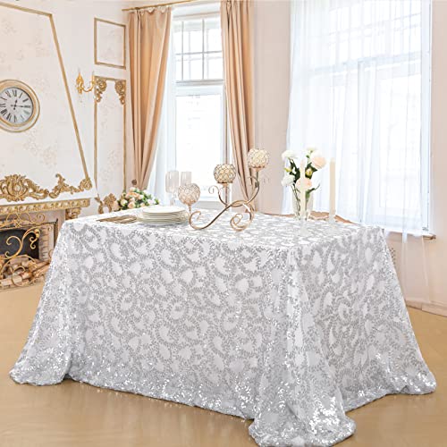 B-Cool Glitter Tablecloth Silver Sequin Tablecloths 60X102 Inch Rectangular Sparkly Drape Table Cloths Table Cover Overlay For Christmas Wedding Birthday Parties Baby Shower #TOP2