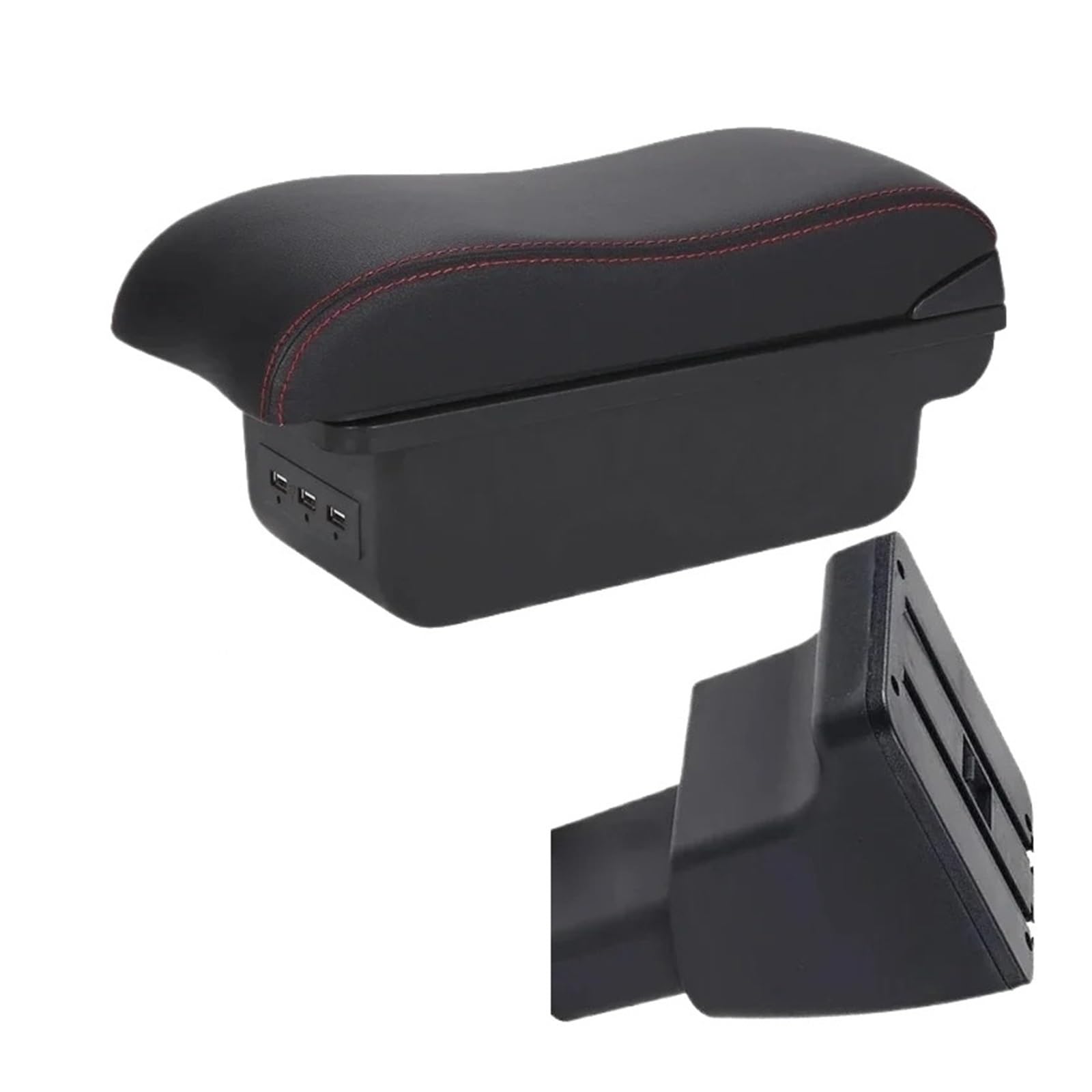 UMDJJU For Hyundai For I10 2010-2019 Armrest Box Car Interior Parts Details Retrofit Storage Accessory Styling Car Centre Console Armrest Box(B1 Black red 3USB)