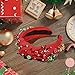 GRITOSE Cute Hairband, Christmas Headbands for Women Pearl Knotted Headband Xmas Red Green Jeweled Rhinestone Headband Christmas Hair Accessories for Women, Christmas Holiday Outfits Gifts