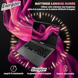 Energizer EnergyBook - Ordinateur Portable 15,6'' HD+ 8Go RAM, SSD 256 Go, PC Portable Intel Celeron,UHD Graphics, Windows 11, Laptop Gris, Clavier AZERTY (Français), USB3.0, HDMI