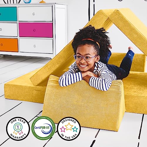 Yourigami Kids and Toddler Play Couch, Convertible Folding Sofa, Durable Foam Modular Design, Sunflower Yellow XL by YOURIGAMI - Image 6