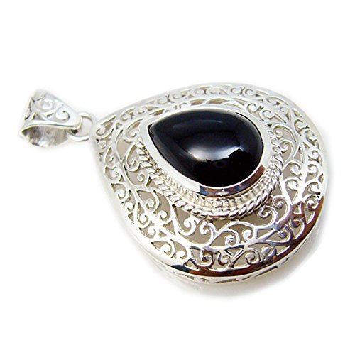 Pendentif onyx noir argent sterling charms astrologiques poire