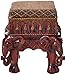 Design Toscano Maharajah Elephants Indian Decor Upholstered Footstool, 13 Inch Tall, Cast Stone Resin, Wood Tone Finish