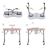 Vista 2 de Mesa de Escritorio para Uñas Portátil Mesa de Manicura, Mesa Profesional para Uñas con Lámpara de Mesa LED con Enchufe USB, Almohada de Esponja