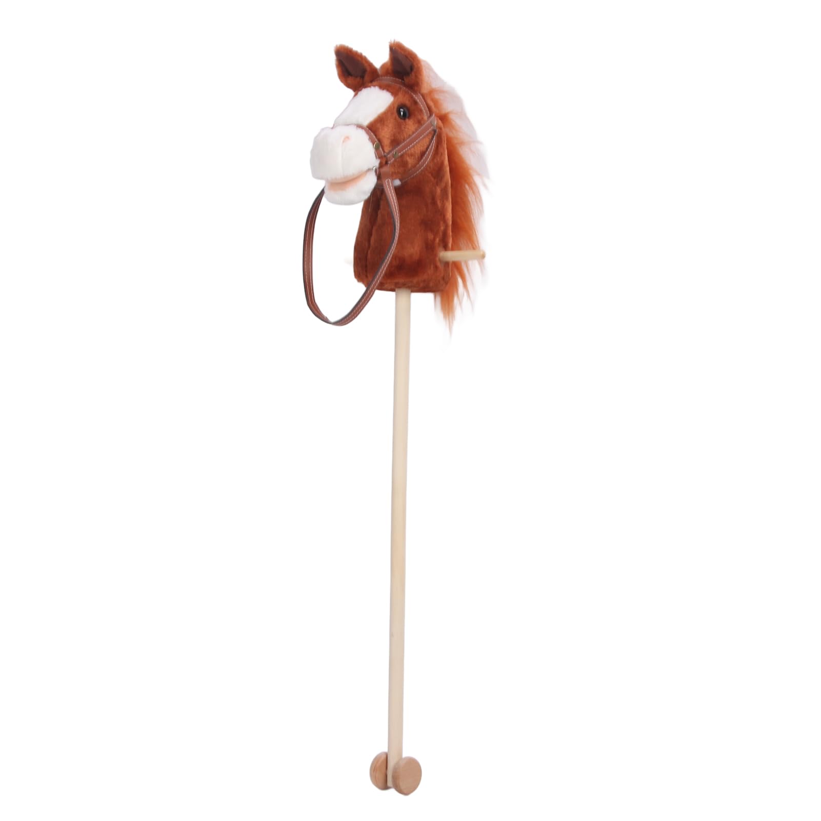Cavallo Bastone, Cavallo Hobby in Peluche Cartone Animato con Ruote in Legno per Bambini Piccoli, Giocattolo da Cavalcare con Materiale Morbido e Design di Gioco Sicuro (caffè)