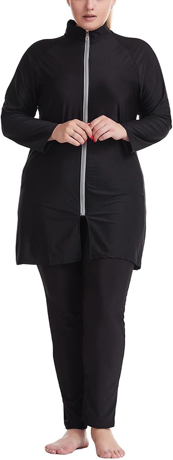 Full Coverage Swimwear for Loose Fit Long Sleeve Burkini Swimsuit with Hijab and Pants for Everyday Beachwear