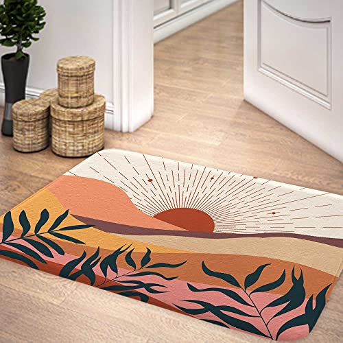 Mid Century Abstract Boho Bathroom Mat, Boho Bath Mat Non-Slip Geometric Farmhouse Bath Rug Mid Century Bath Mat Abstract Non-Slip Absorbent Bath Mat Kitchen Rug Abstract Boho Bathroom Mat(17"X29") #TOP1