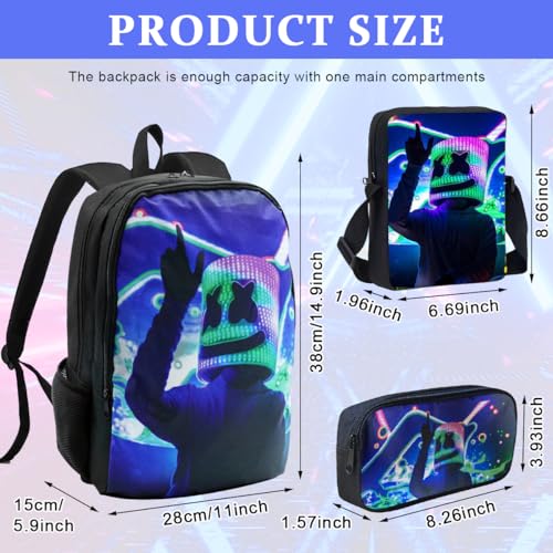 Image of Fancyku Marshmello Bag Marshmello Print Backpack Laptop Bag Marshmello Merchandise Gift Backpack for Fans Travel Backpack