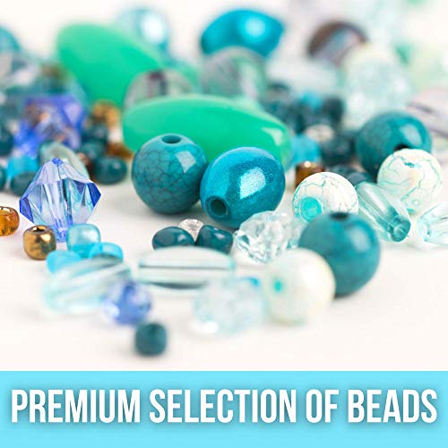 Modda Jewelry Making Supplies - Jewelry Making Kits For Adults, Teens, Girls, Beginners, Women - Includes Instructions, Tools, Beads, Charms For Necklace, Earring, Bracelet Making Kit - Turquoise Set #TOP5