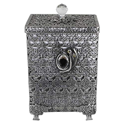 Image of SEHAMANO Antique Rectangular Wastebasket, Vintage Decorative Small Trash Can, Classic Garbage Container Bin for Vanity, Bedroom, Kitchen, Powder Rooms, Home Office Rubbish Bin (Tin (Matt Gray))