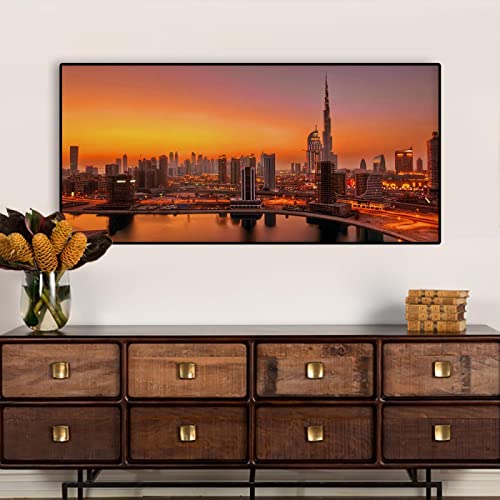 Panorama Lienzo Pintura Impreso en Lienzo-In The Dusk City Building Cuadro paisaje natural sobre lienzo-Cuadros de arte de pared de lienzo Cover