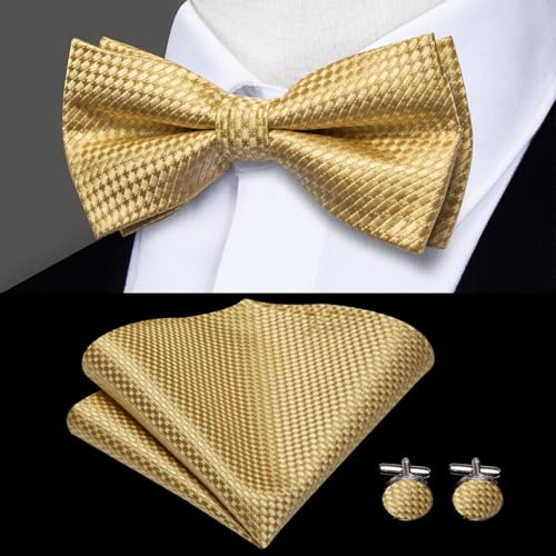Image of Dubulle Suspender and Bow Tie for Men Paisley Solid Mens Suit Braces Pretied Bowtie and Handkerchief Cufflinks Formal Wedding