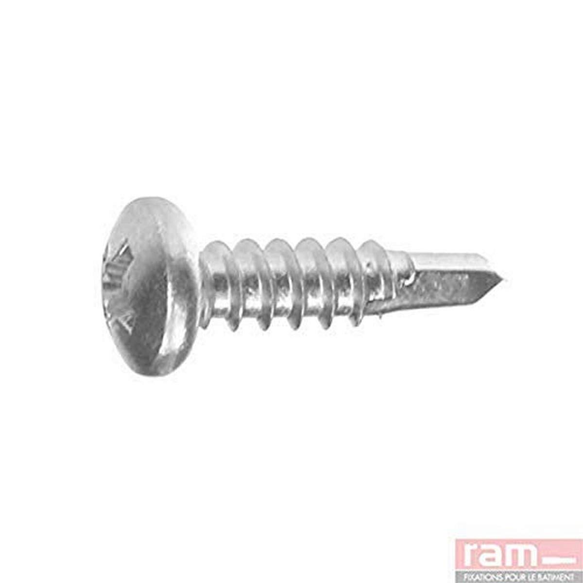 Self-Drilling Screws Round Head 4.2 mm x 16 mm Box of 200 Grey, Gray