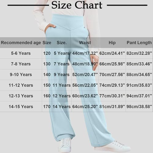 Girls Boys Stretch Bell Bottom Pants Elastic Waist Casual Athletic School Uniform Trousers with Pockets for 5-15 Years3