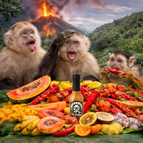 Image of Monoloco Hot Sauce Vegan Gluten-Free with Panamanian Scotch Bonnet, Rocoto, Cayenne Peppers and Ghost peppers, Garlic and Natural Species, Costa Rica Very Hot Spicy Sauce Pisuicas, Pack of 1 (150ml / 5oz)
