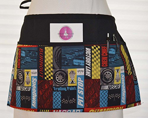 multi pit stop racing Nascar print unisex Grilling Flirty waiter waitress Kitchen Cooking Apron100 Cotton Apron with 3 Pockets Nascar finish print