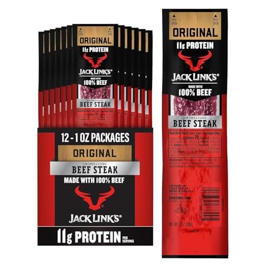 Jack Links Premium Cuts Beef Steak, Original, Strips -Great Protein Snack with 11g of Protein and 1g of Carbs Per Serving, Made with Beef, 1 Ounce (Pack of 12)