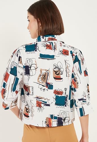 Image of ALL YOURS Women Women's Blue Boxy Floral Printed Casual Shirt (ALLSH5001 TUR XS)